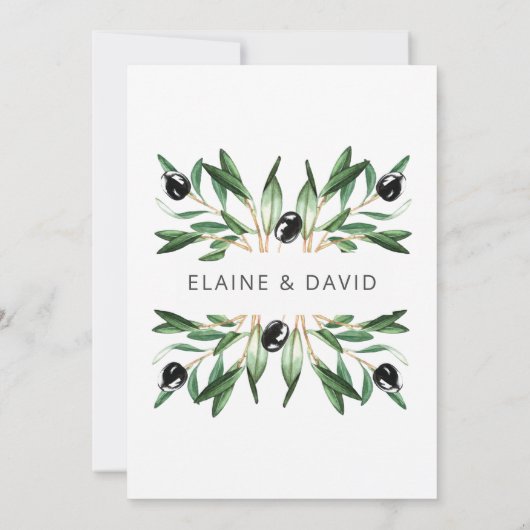 Rustic Modern Geometric Olive Branches Wedding Inv Kaart (Achterkant)