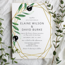 Rustic Modern Geometric Olive Branches Wedding Inv