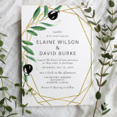 Rustic Modern Geometric Olive Branches Wedding Inv Kaart