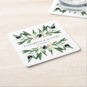 Rustic Modern Geometric Olive Branches Wedding Kartonnen Onderzetters (Schuin)