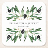 Rustic Modern Geometric Olive Branches Wedding Kartonnen Onderzetters (Voorkant)