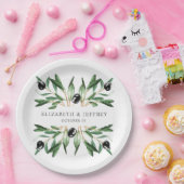 Rustic Modern Geometric Olive Branches Wedding Papieren Bordje (Feest)