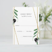 Rustic Modern Geometric Olive Branches Wedding RSVP Kaartje (Staand voorkant)