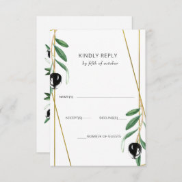 Rustic Modern Geometric Olive Branches Wedding RSVP Kaartje