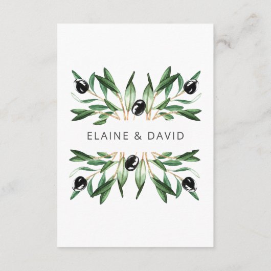 Rustic Modern Geometrisch Olijftakken Bruiloft Informatiekaartje (Achterkant)