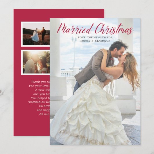 Rustic Modern Getrouwd Christmas Pas getrouwd Foto Feestdagenkaart (Voorkant / Achterkant)