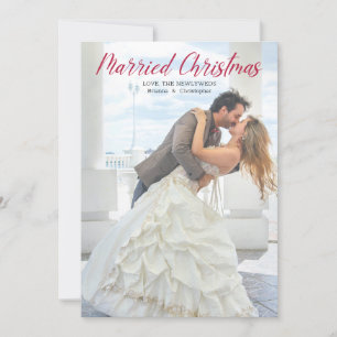 Rustic Modern Getrouwd Christmas Pas getrouwd Foto Feestdagenkaart