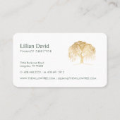 Rustic Modern Green & Gold Willow Tree Logo Visitekaartje (Achterkant)