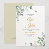 Rustic Modern Green Leaves Wedding Kaart (Voorkant / Achterkant)