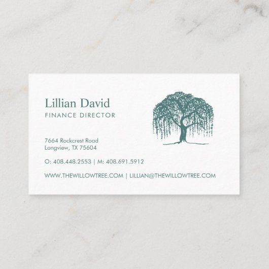 Rustic Modern Green Willow Tree Logo Visitekaartje (Achterkant)