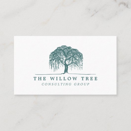 Rustic Modern Green Willow Tree Logo Visitekaartje (Voorkant)