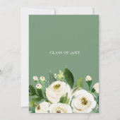 Rustic Modern Greenery Ivory Floral Afstuderen Kaart (Achterkant)