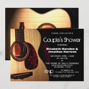 Rustic Modern Guitar Musical Couple's Shower Kaart