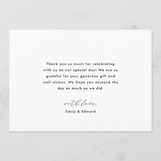 Rustic Modern Hand Script Weddenfoto Bedankkaart (Achterkant)