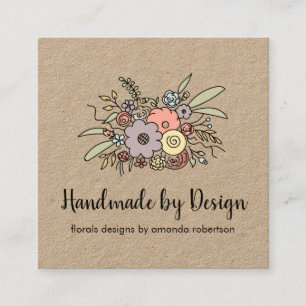 Rustic Modern Handmade Floral Etsy Home Crafter Vierkante Visitekaartje