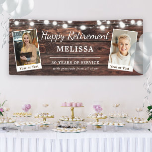 Rustic Modern Happy Retirement - Aangepaste foto's Spandoek