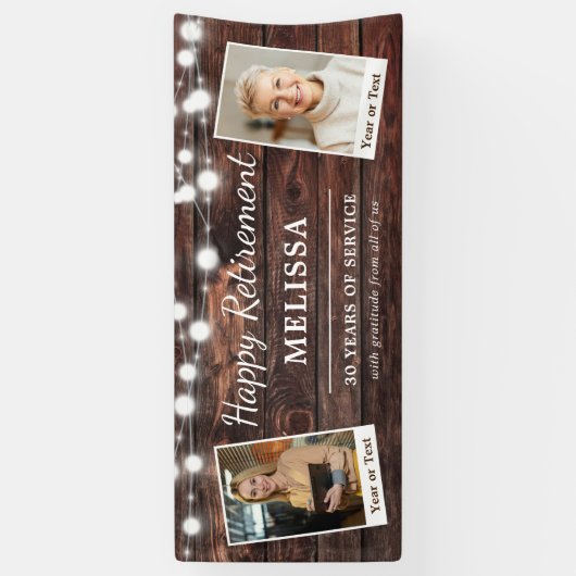 Rustic Modern Happy Retirement - Aangepaste foto's Spandoek (Verticaal)