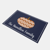 Rustic Modern Herfst Chevrons Pumpkin | Gepersonal Deurmat (Schuin)