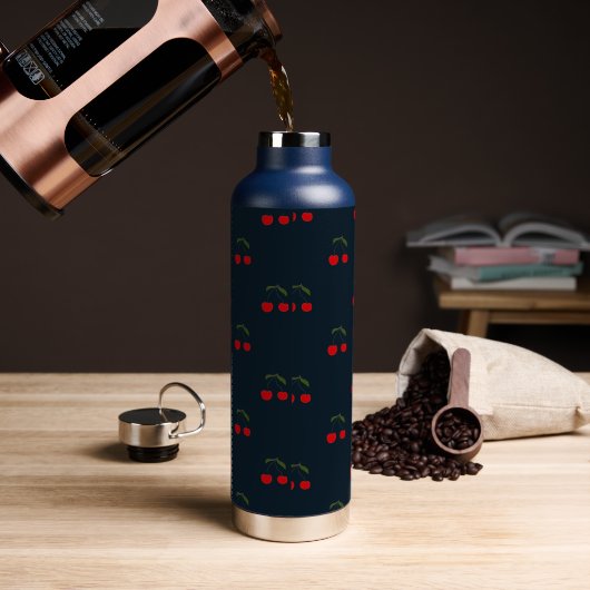 Rustic Modern Kersen Patronen Waterfles (Koffie)