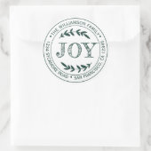 Rustic Modern Kerstvreugde Retouradres Groen Ronde Sticker (Tas)