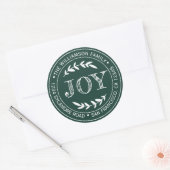 Rustic Modern Kerstvreugde Retouradres Groen Ronde Sticker (Envelop)