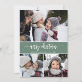 Rustic Modern Merry 3-foto Feestdagenkaart (Voorkant)