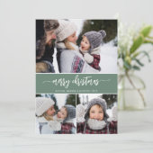 Rustic Modern Merry 3-foto Feestdagenkaart (Staand voorkant)