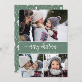 Rustic Modern Merry 3-foto Feestdagenkaart