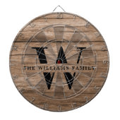 Rustic Modern Monogram Familienaam Hout Dartbord (Voorkant)