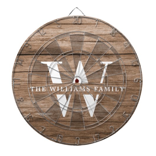 Rustic Modern Monogram Familienaam  Hout Dartbord (Voorkant)