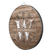 Rustic Modern Monogram Familienaam  Hout Dartbord (Voorkant Rechts)