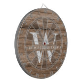 Rustic Modern Monogram Familienaam  Hout Dartbord (Voorkant Links)