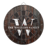 Rustic Modern Monogram Familienaam  Hout Dartbord (Voorkant)