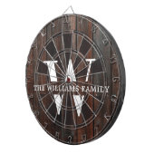 Rustic Modern Monogram Familienaam  Hout Dartbord (Voorkant Rechts)