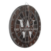 Rustic Modern Monogram Familienaam  Hout Dartbord (Voorkant Links)