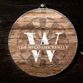 Rustic Modern Monogram Familienaam  Hout Dartbord