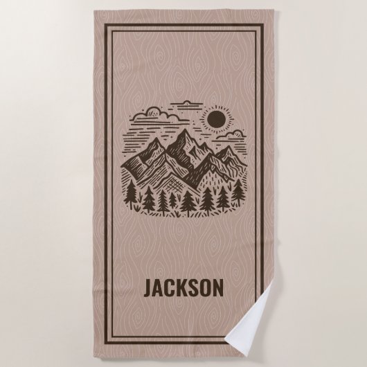 Rustic Modern Mountain Custom Beach Towel Strandlaken (Voorkant)