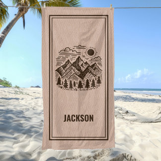 Rustic Modern Mountain Custom Beach Towel Strandlaken