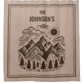 Rustic Modern Mountains Custom Douchegordijn (Voorkant)