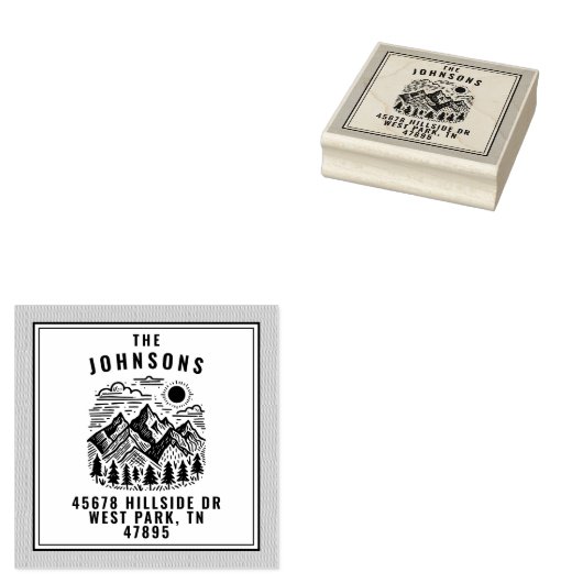 Rustic Modern Mountains Custom Rubberstempel (Gestempeld)