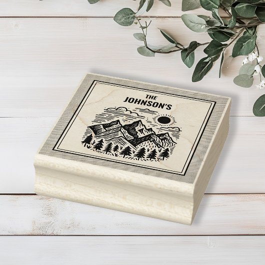 Rustic Modern Mountains Custom Rubberstempel