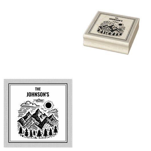 Rustic Modern Mountains Custom Rubberstempel (Gestempeld)