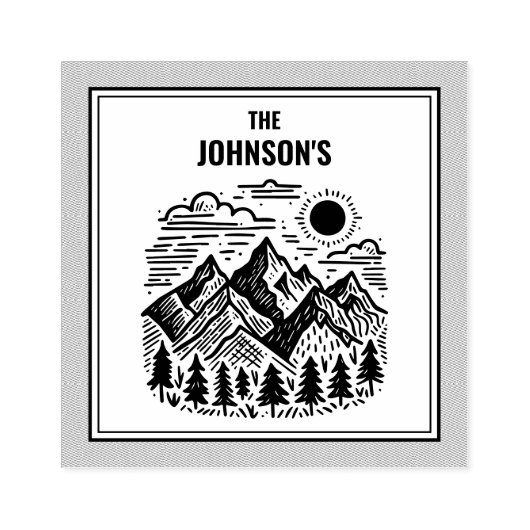 Rustic Modern Mountains Custom Rubberstempel (Afrduk)