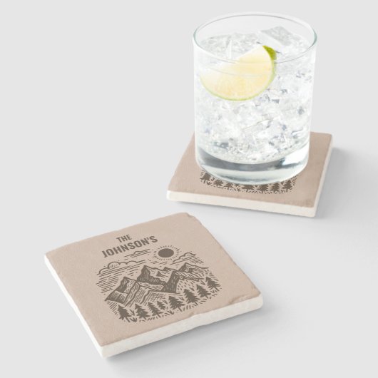 Rustic Modern Mountains Custom Stenen Onderzetter (Zijkant)