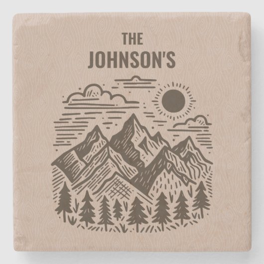 Rustic Modern Mountains Custom Stenen Onderzetter (Voorkant)