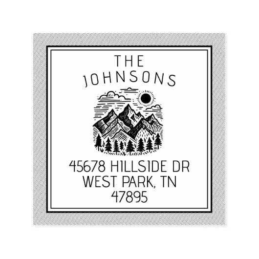 Rustic Modern Mountains Custom Zelfinktende Stempel (Design)