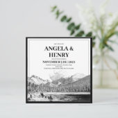 Rustic Modern Mountains Scenery Save the Date Kaart (Staand voorkant)