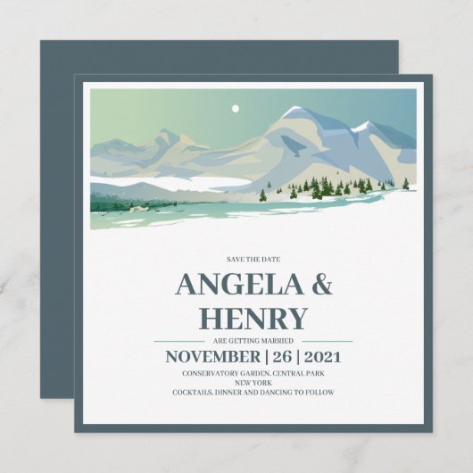 Rustic Modern Mountains Scenery Save the Date Kaart (Voorkant / Achterkant)