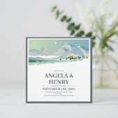 Rustic Modern Mountains Scenery Save the Date Kaart (Staand voorkant)