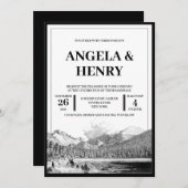 Rustic Modern Mountains Scenery Wedding Invitation Kaart (Voorkant / Achterkant)